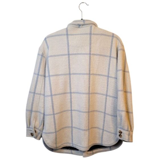Z Supply Women's Cream And Blue Plaid Thick Eyelash Shacket Size S - Picture 2 of 8